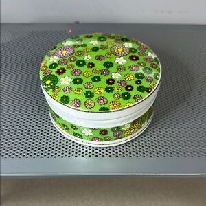 Retro Green and Yellow Floral Decor Accent